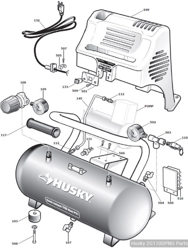 Husky 2 Gal Portable Air Compressor 2g110dpng Parts