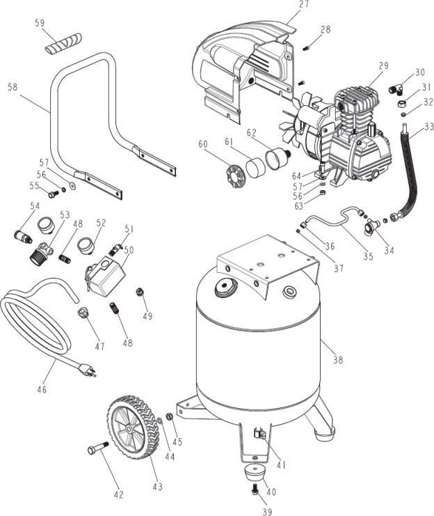 Husky 10 Gallon Portable Air Compressor L210vwd Parts