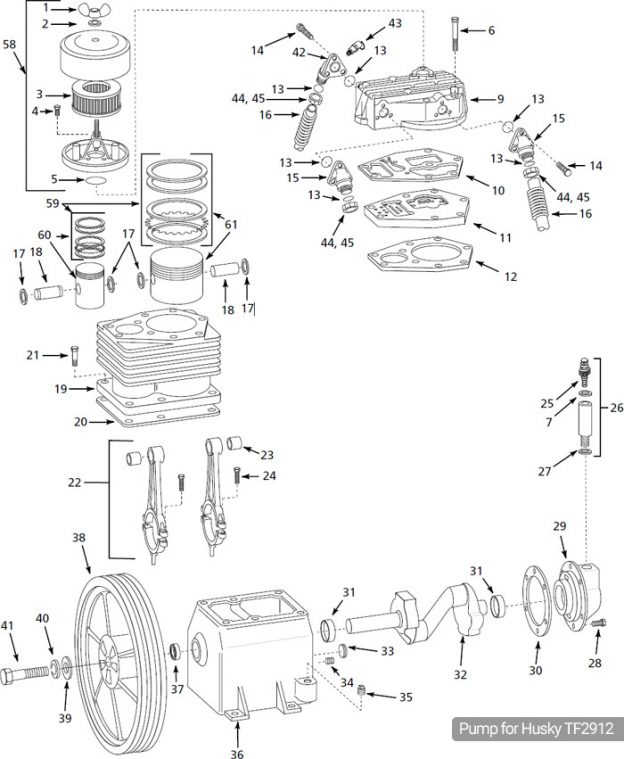 Husky 60 Gallon Air Compressor, VT6314 Parts