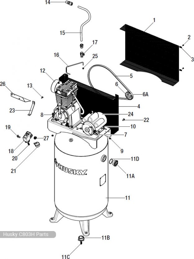 Husky 80 Gallon Air Compressor, C803H - Parts