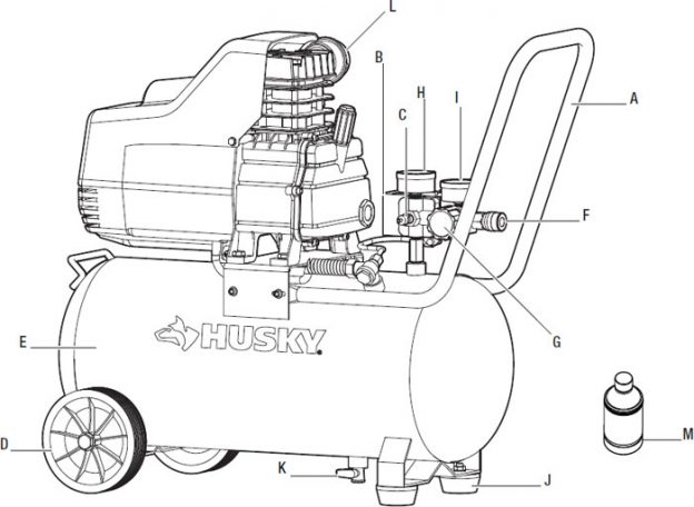 Husky 8 Gallon Portable Air Compressor, TA-2530B - Parts