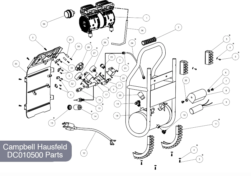 Campbell Hausfeld 1.3 Gal Air Compressor, DC010500 - Parts