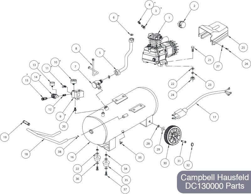 Campbell Hausfeld 8 Gal Air Compressor, DC130000  Parts