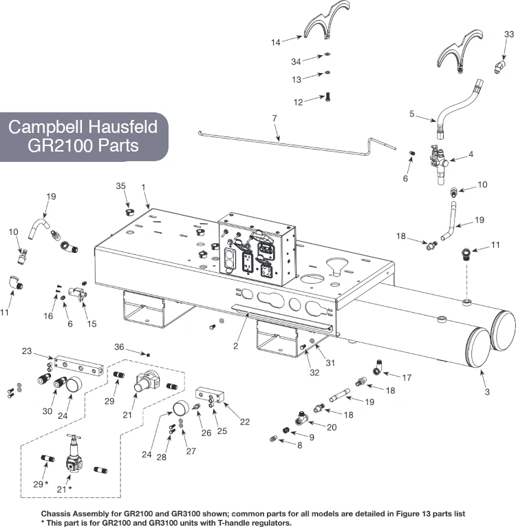 Campbell Hausfeld 10-Gallon Compressor and Generator, GR2100 Parts Diagram