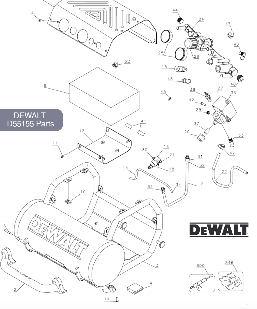 DEWALT D55155 Parts - 4 Gal Air Compressor