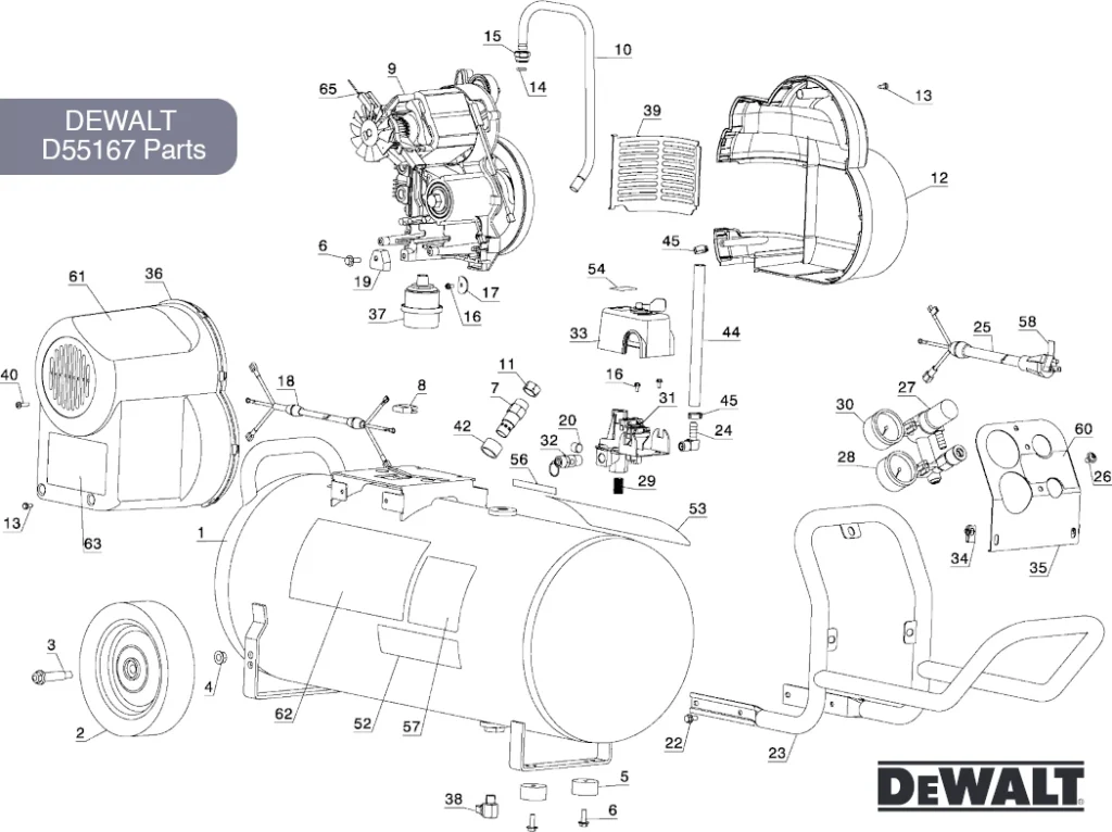 DeWALT D55167 Parts - 15 Gallon Air Compressor
