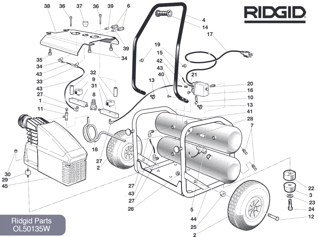 Ridgid OL50135W Parts – 5 Gal Air Compressor