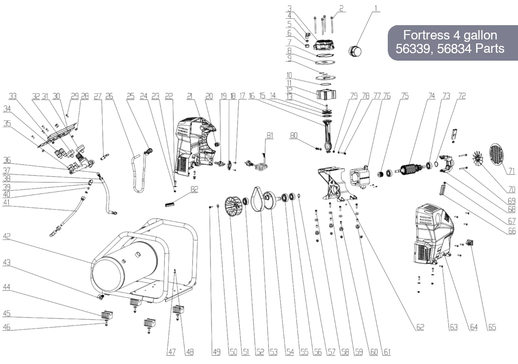 FORTRESS 4 Gal Air Compressor Parts – 56339, 56834