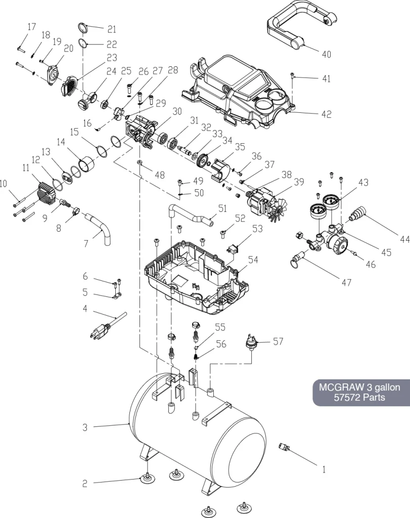 MCGRAW 3 Gal Air Compressor Hot Dog Parts Diagram