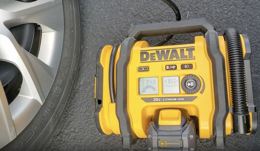 DEWALT 20V MAX Tire Inflator DCC020IB in Action