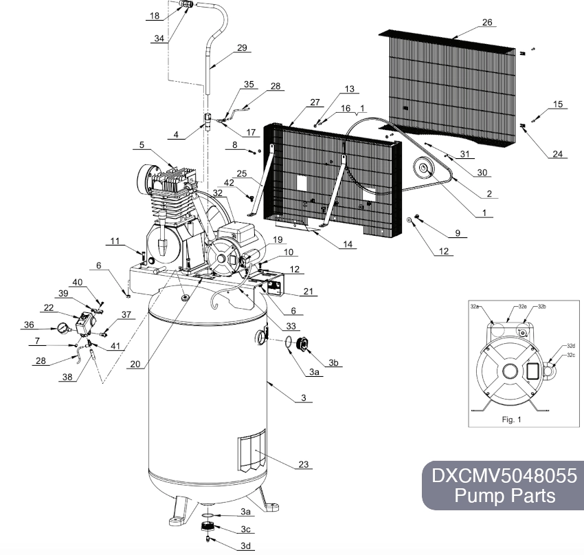 DEWALT 80 Gal Air Compressor DXCMV5048055 Parts Diagram