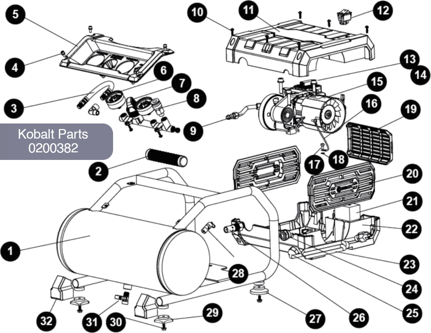 Kobalt 3 Gal Air Compressor Parts Diagram 0200382