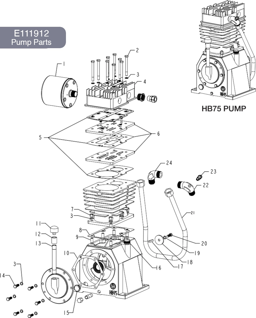 Pump E111912 Parts (for DXCM804)