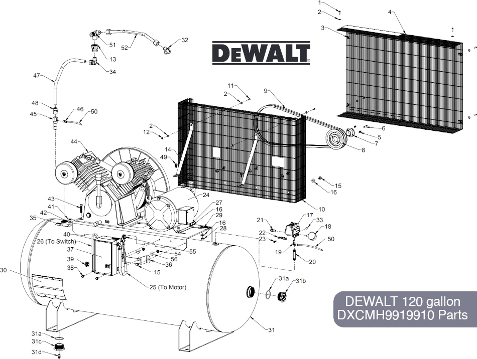 DEWALT 120 Gal Air Compressor DXCMH9919910 Parts Diagram