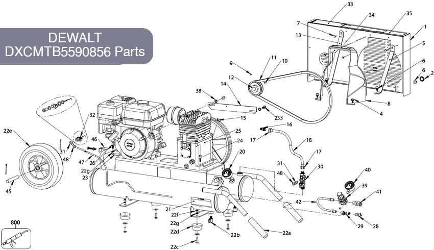 DEWALT 8 Gal Gas Air Compressor, DXCMTB5590856 Parts Diagram